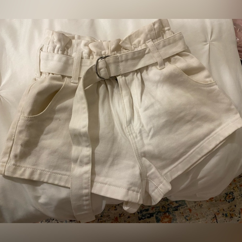 PACSUN white Dennis paper bag shorts